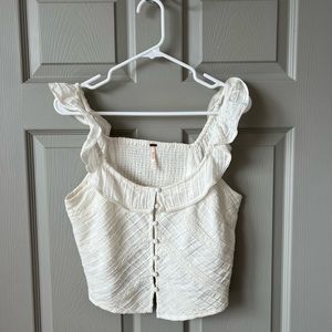 Free People White Textured Tank Top